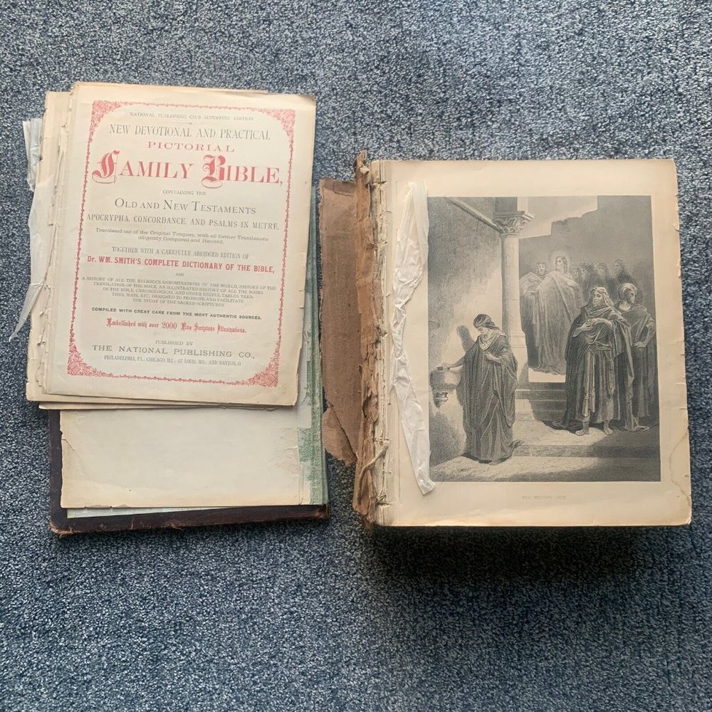 Family Bible Year Printed 1880’s by‎ The National Publishing Co AS IS